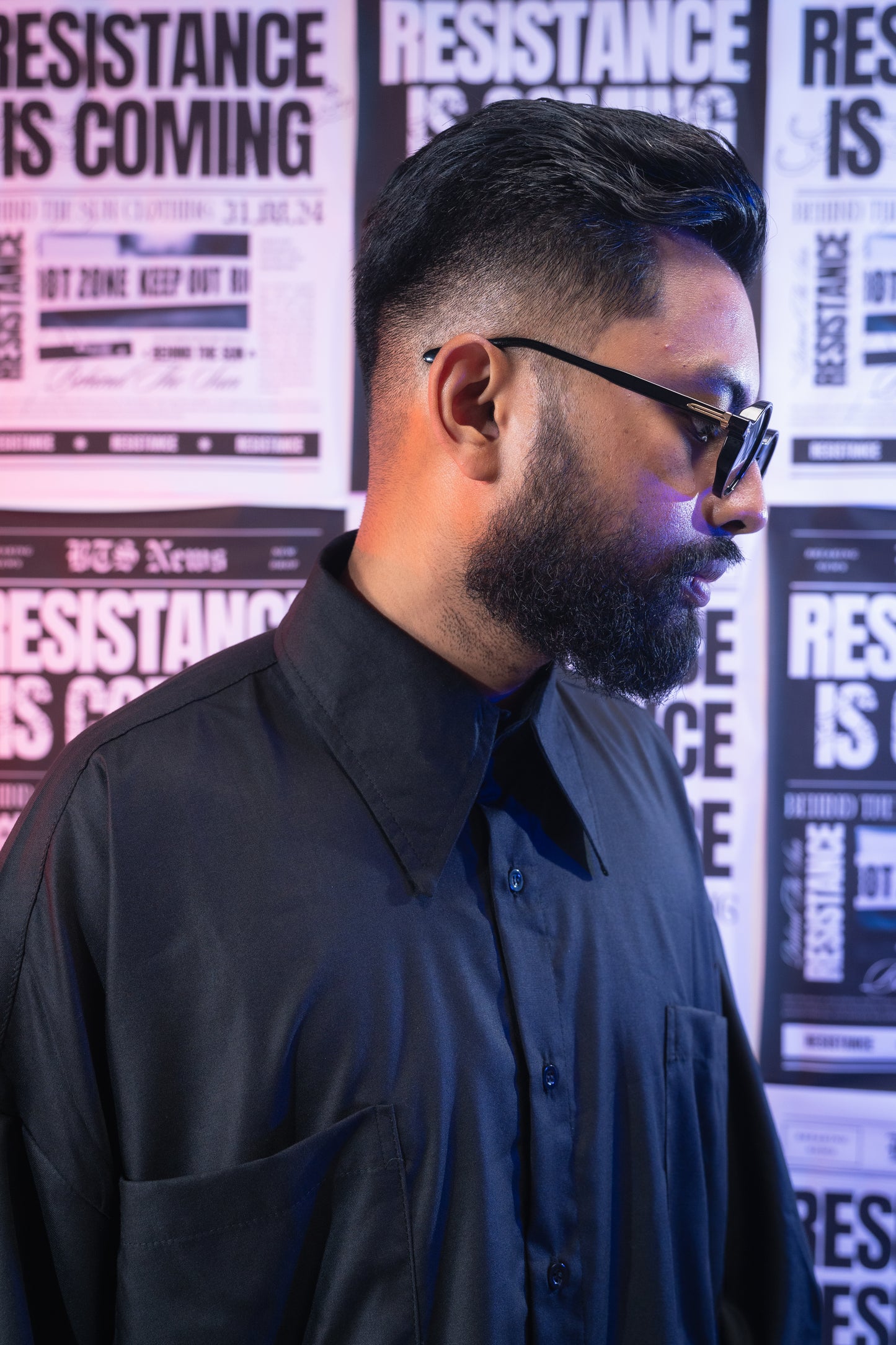 Big Collar Black Sayap Long Sleeves