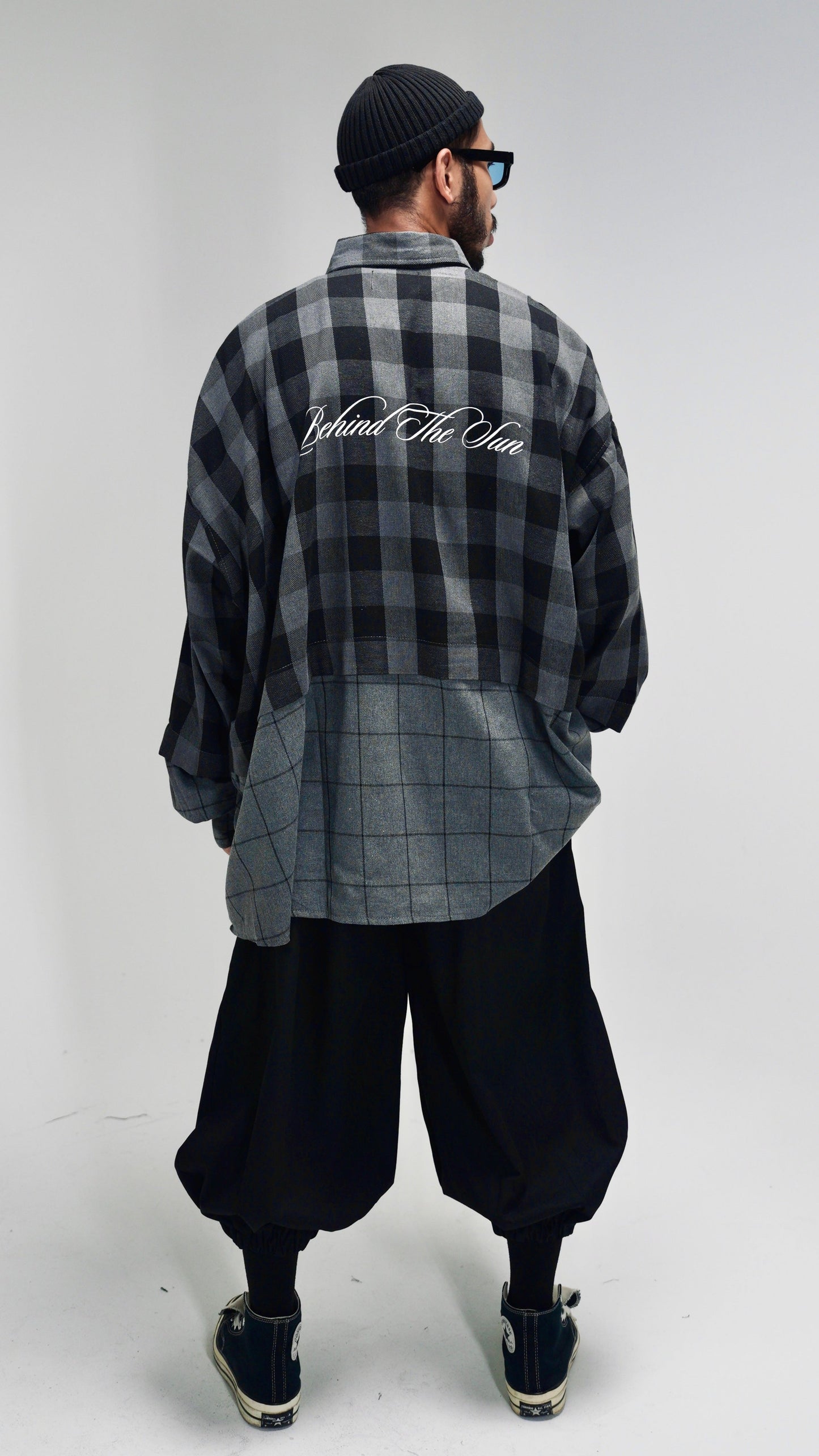 Grayscale Grid Flannel