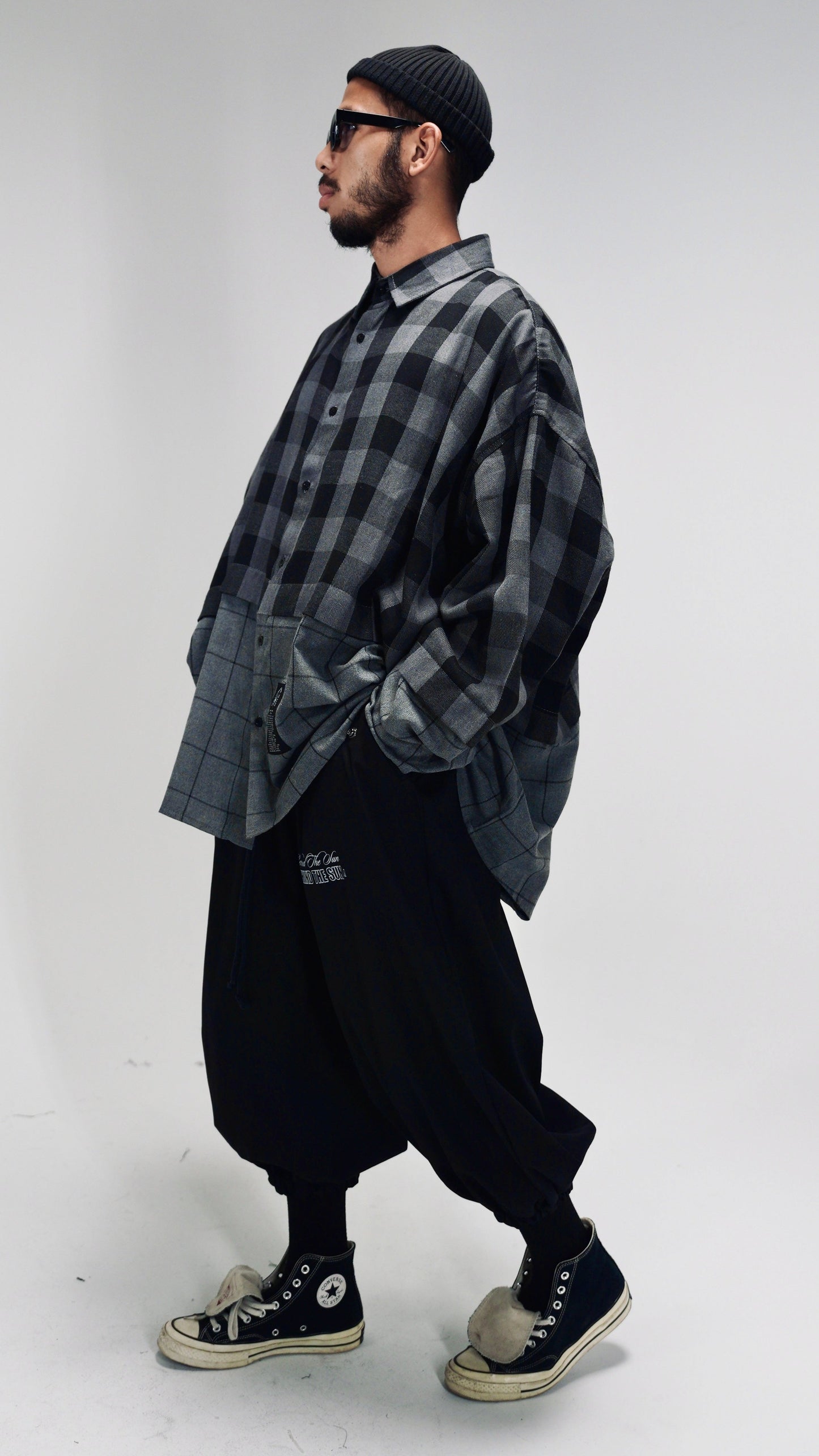 Grayscale Grid Flannel