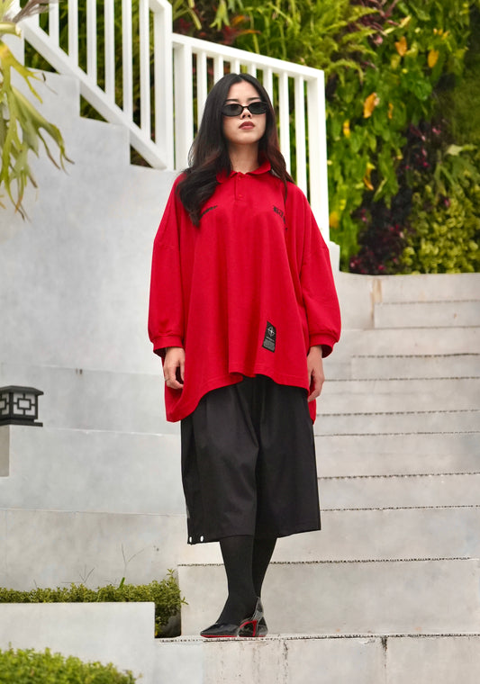 Oversized Football Polo (Red)