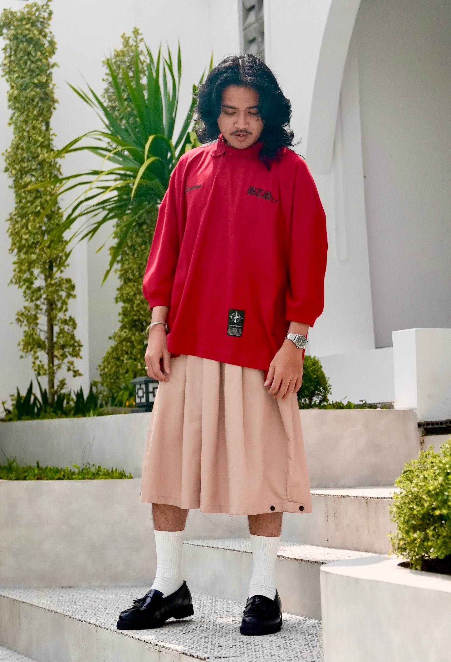 Oversized Football Polo (Red)