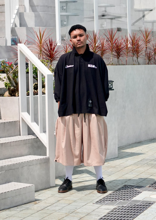 Oversized Football Polo (Black)