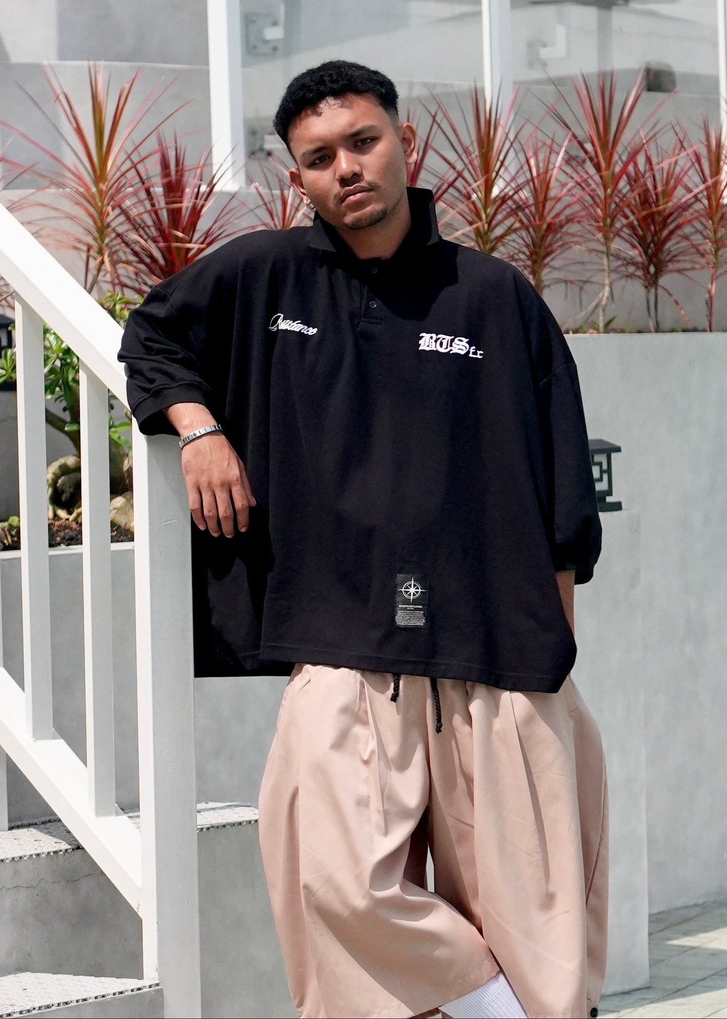 Oversized Football Polo (Black)