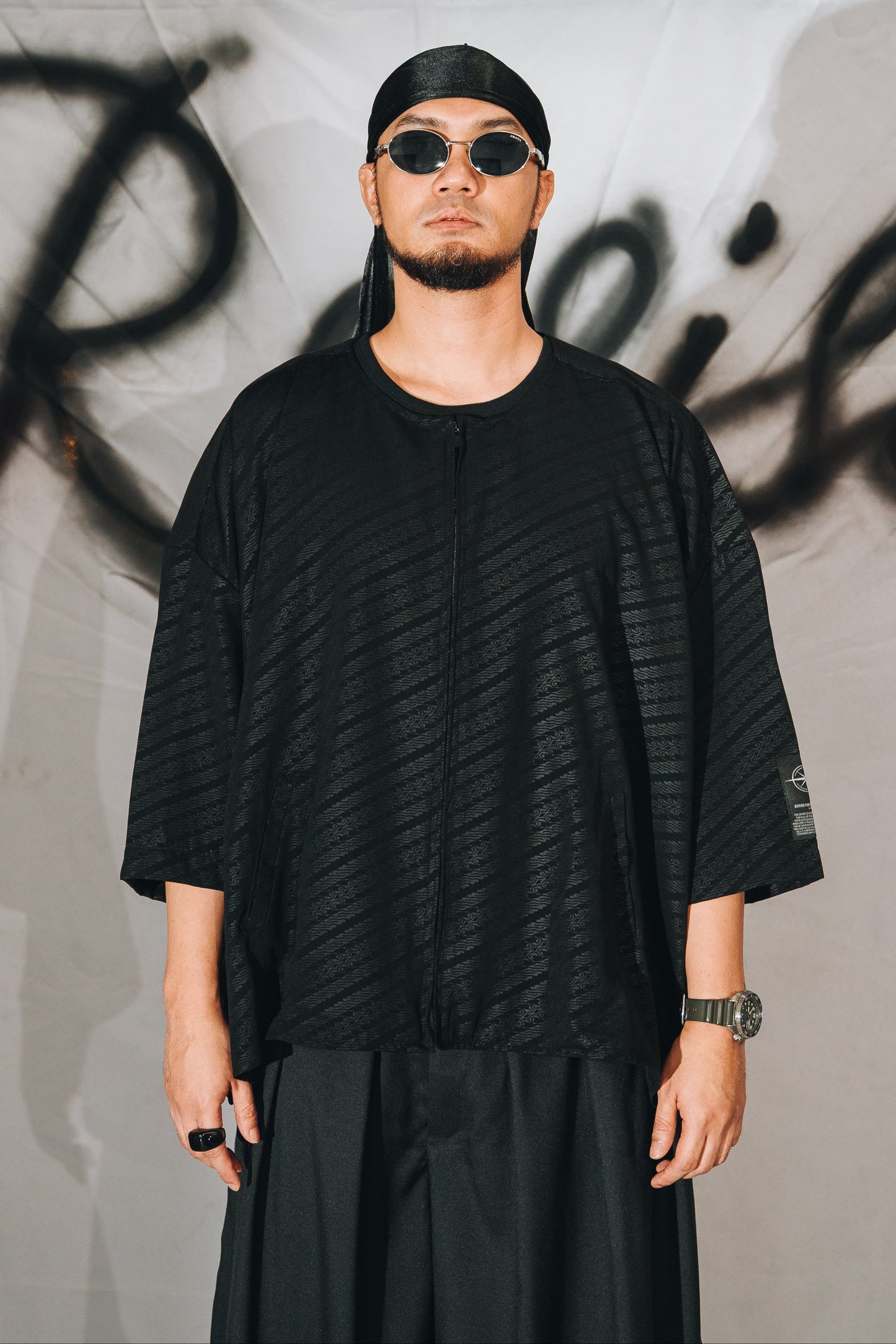 Batik Zip Black Top & HAKAMA Pants (SET)