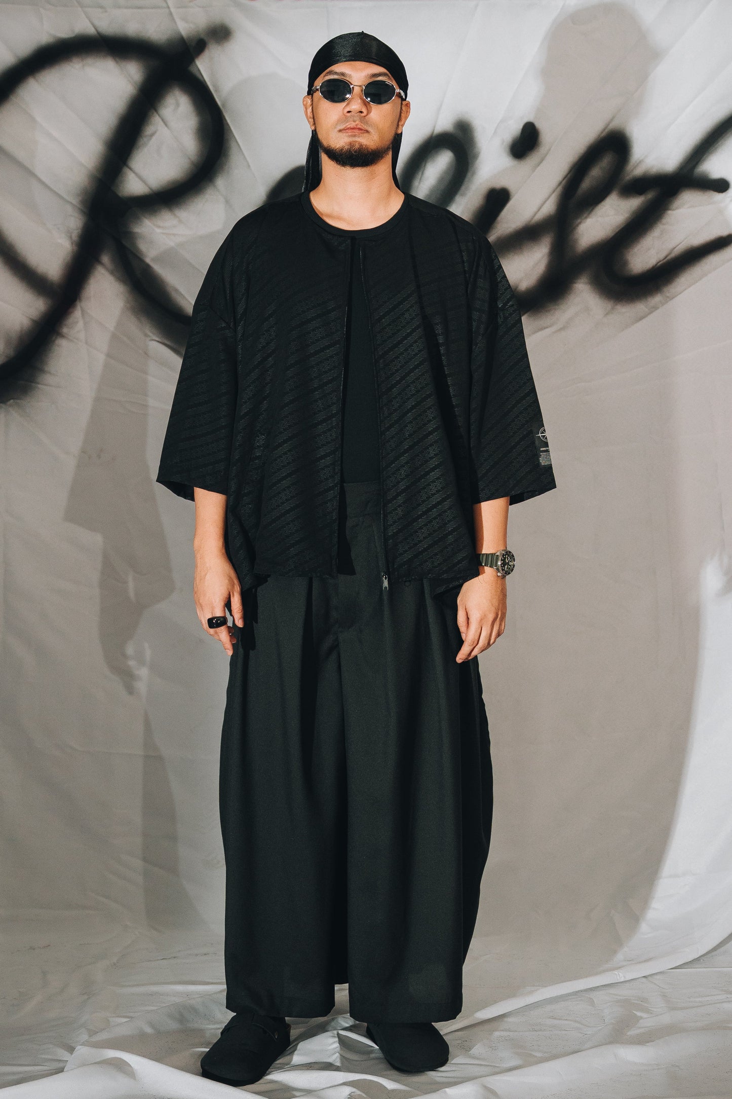 Batik Zip Black Top & HAKAMA Pants (SET)